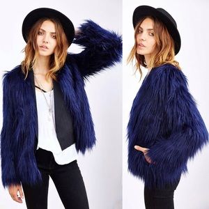 Urban Outfitters Shaggy Blue Faux Fur Jacket